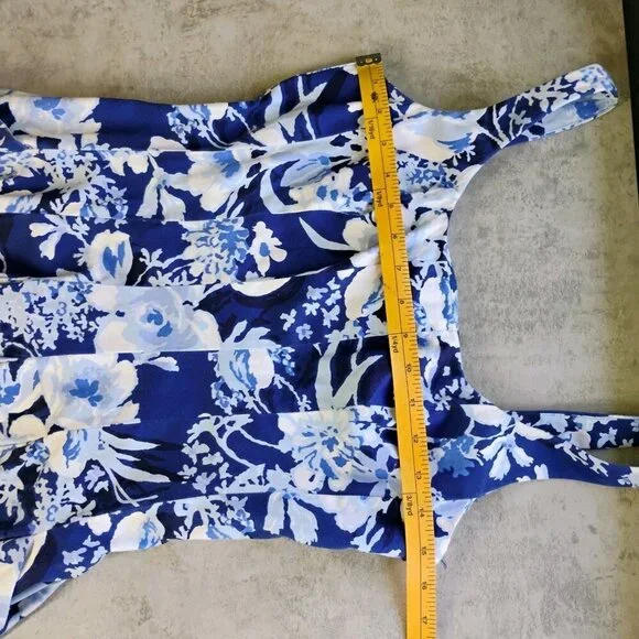 Lauren‎ Ralph Lauren Dress Womens 6 Blue Floral Pleated Pockets Fit And Flare - Picture 12 of 13